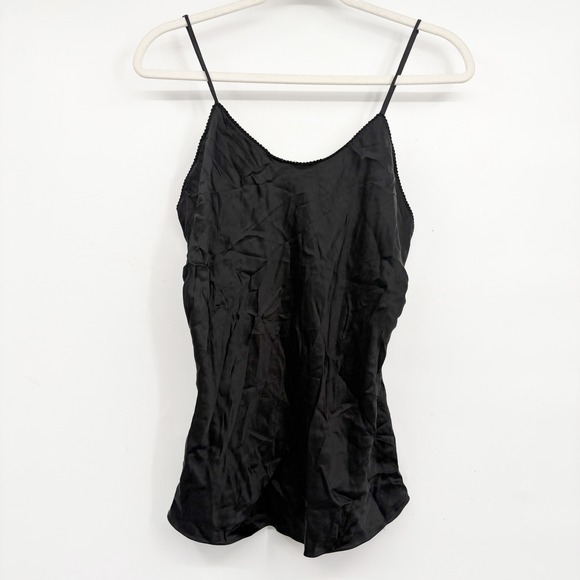 Nordstrom Tops - Nordstrom Womens Vintage Black 100% Silk Picot Trim Minimalist Cami Top Size L